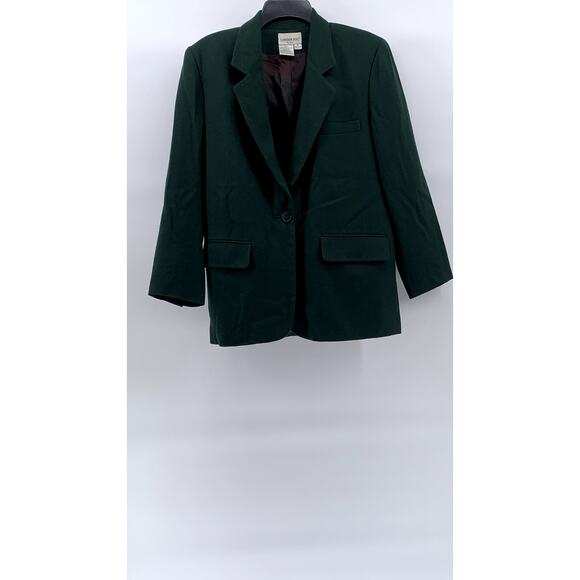 LONDON FOG Women's Petite Forest Green Single-Button Worsted Wool Blazer SZ 6P - Picture 1 of 9